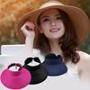 Girl Lady Beach Sun Visor Foldable Roll Up Fashion Wide Brim Straw Hat Cap