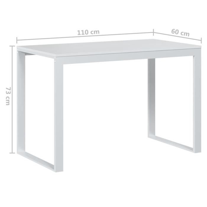 VidaXL Bureau d'ordinateur Blanc 110x60x73 cm Aggloméré, Blanc, métal