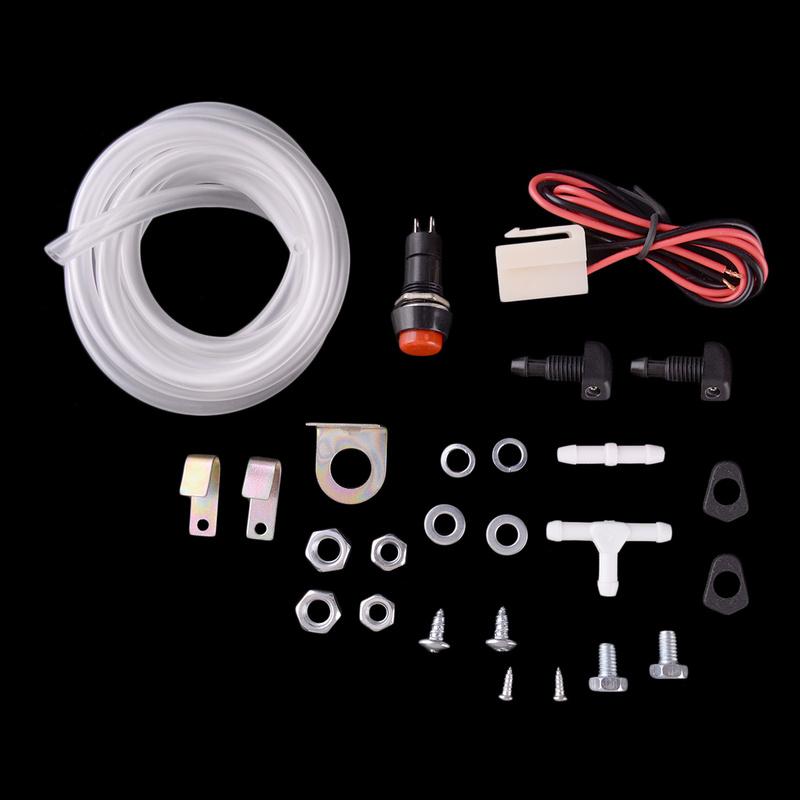 12V 1,8L Universell Bil Auto SUV Vindusspylerbeholder Pumpe Flaske Slange Spylerdyse Sett