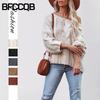 Women's Fashion Casual Solid Color Print Autumn Winter Long Sleeve Loose Sweaters