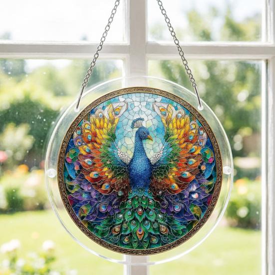 Acrylic Jigsaw Puzzle Suncatcher Window Hanging Kit, Stained Glass Style DIY Puzzles Home Garden Decor, Birthday Gifts for Women, Wife, Aunt, Mom