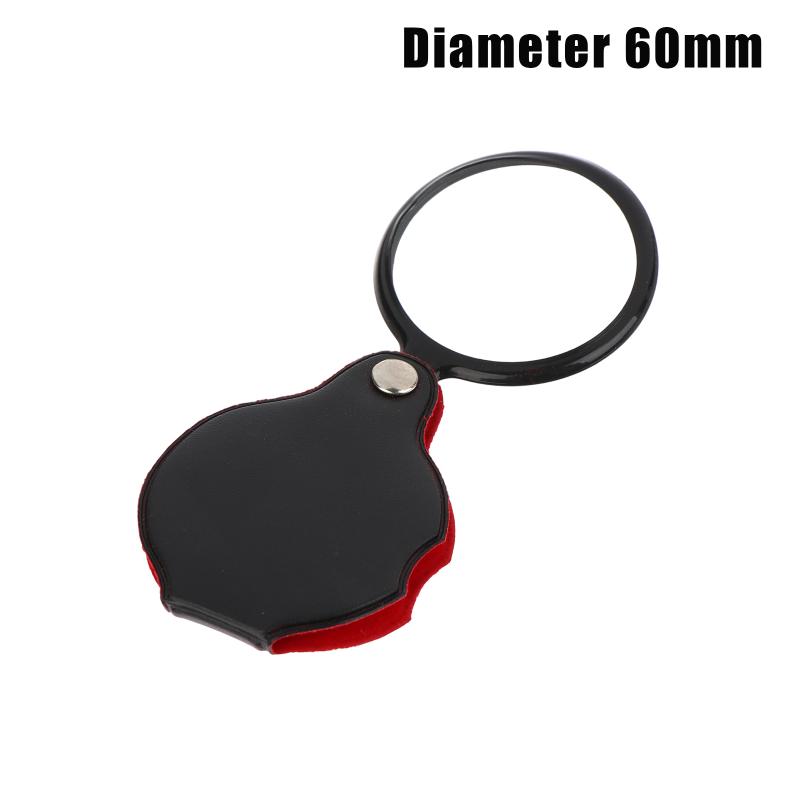 Mini Magnification 50/60/70MM Folding Magnifying Glass Folded Leather Case Portable Handheld Jewelry Loupe 8X