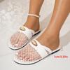 Plus Size Women's Mesh Ballet Flats with Patent Leather Buckle - Comfortable, Breathable, Hollow-Out Design