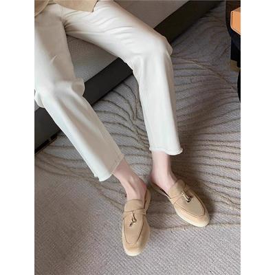Hong Kong Leather Flat Loafers British Style Small Leather Shoes Women's 2025 Spring New Lazy Metal Buckle Doudou Single Shoes