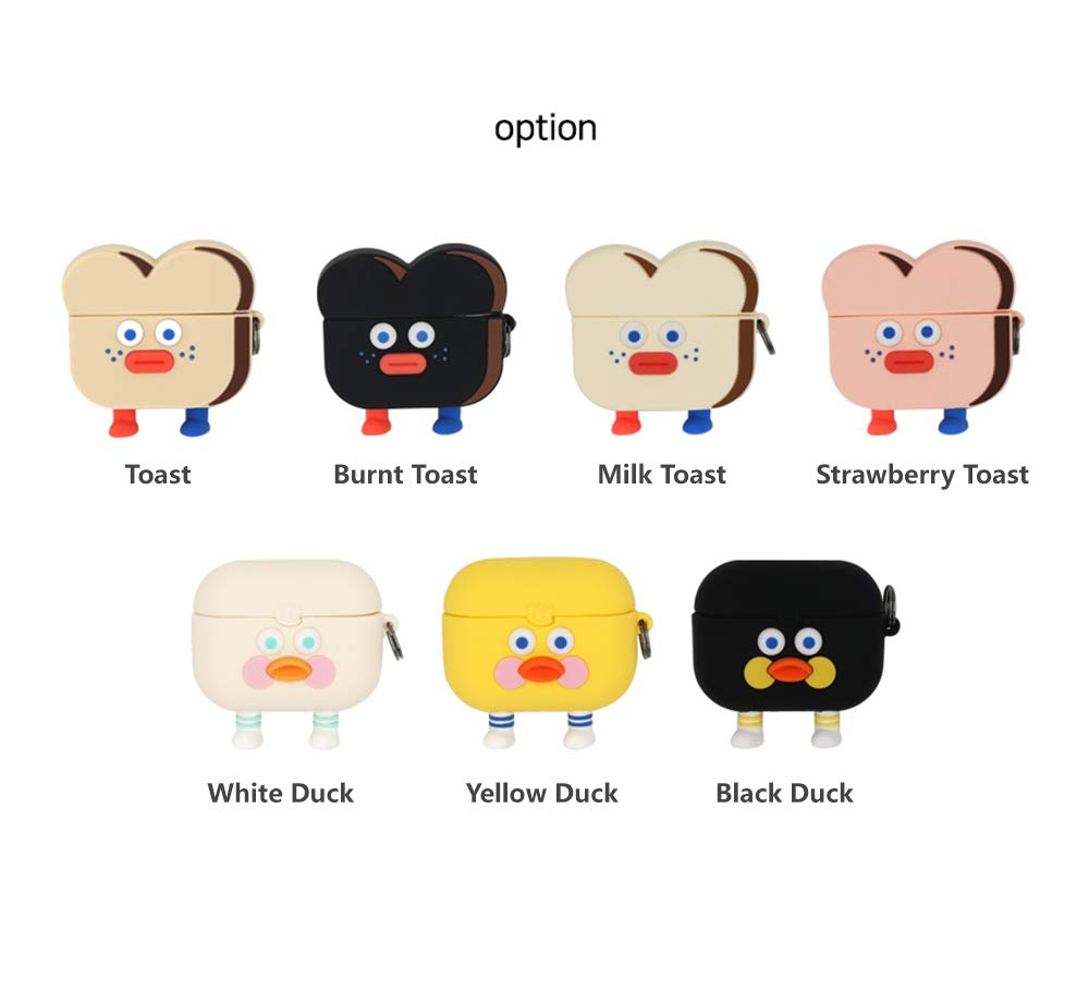 Cute AirPods Pro Case with Toasted Duck Shockproof and Protective Soft Silicone Brunch Brother Figure, Cover, (Burnt Toast)
