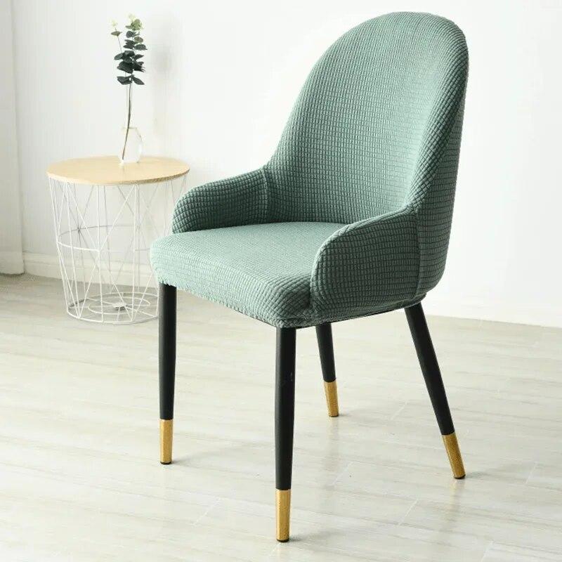 1/2/4/6pcs Polar Fleece Dining Chair Cover Elastic All-inclusive Solid Color Curved Back Chair Slipcovers Furniture Protector