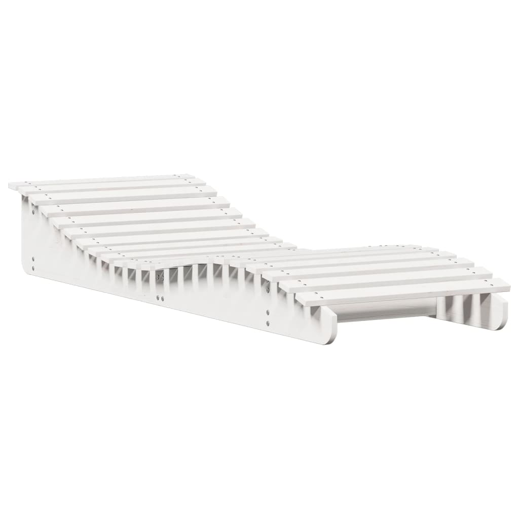 White Sun Lounger 205 X 70 X 31.5 Cm Solid Pine Wood