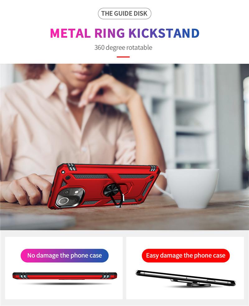 Shockproof Rugged Magnetic Ring Stand Fundas TPU Bumper Cover for Xiaomi Mi11 Mi 11 Pro Mi11 Lite 5G Case Coque Protective Shell