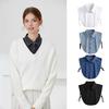 Denim Fake Collar Lapel Women Easy Button-On Shirt Collar Sweaters Dresses Jackets Layering Accessory