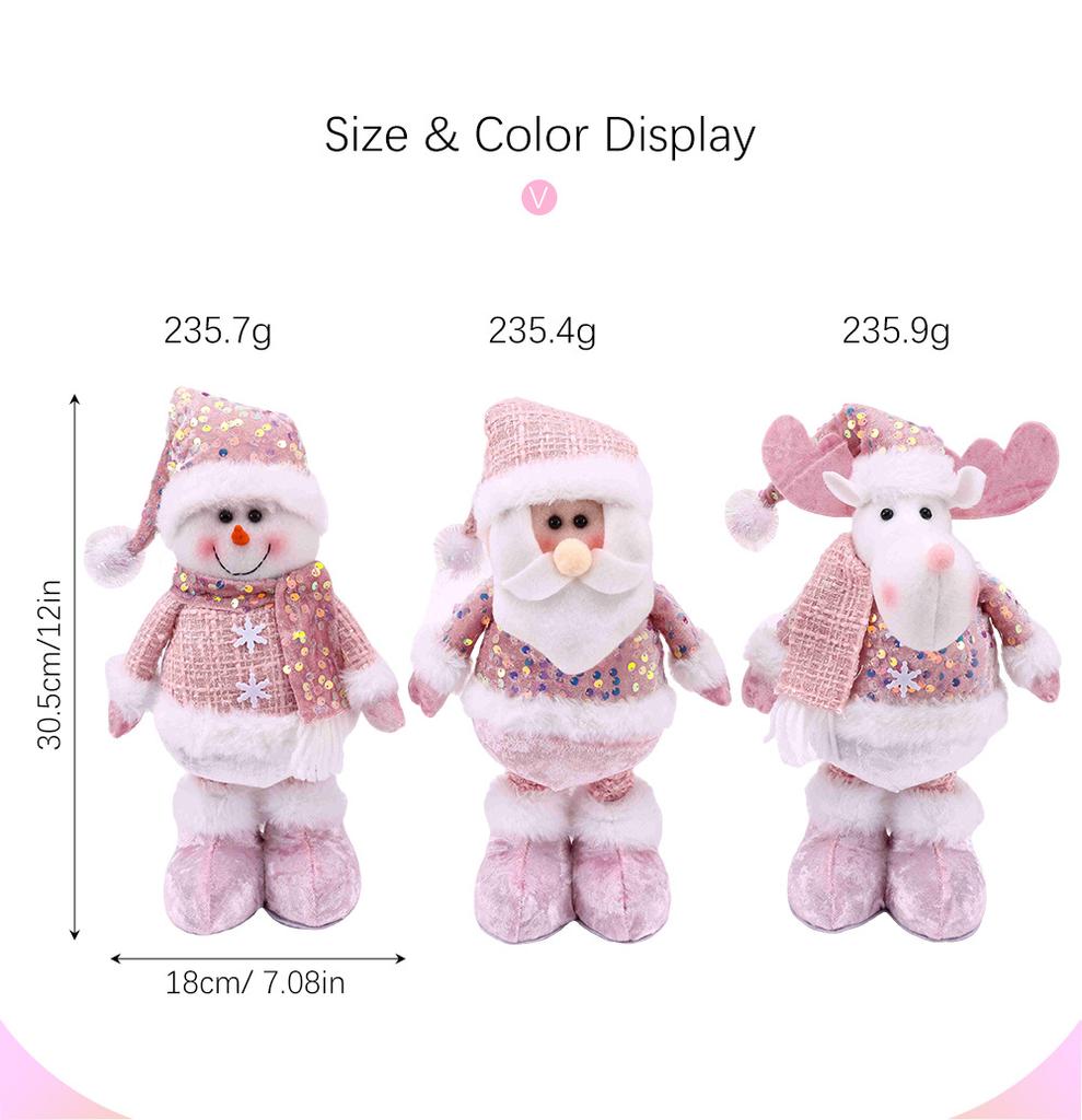 Santa Claus Snowman Elk Pink Sequin Telescopic Doll Merry Christmas Decorations Window Props Matching Supplies Ornaments