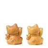 Golden Sandalwood Lucky Cat Ornament: Wenge Wood Desktop Decoration, Creative Carving, Handheld Shelf Display
