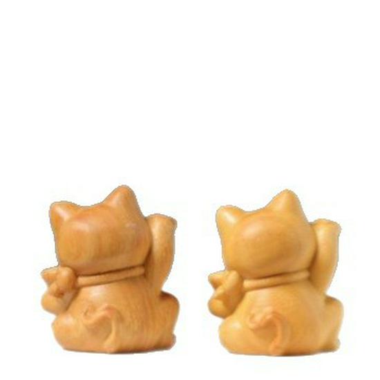 Golden Sandalwood Lucky Cat Ornament: Wenge Wood Desktop Decoration, Creative Carving, Handheld Shelf Display