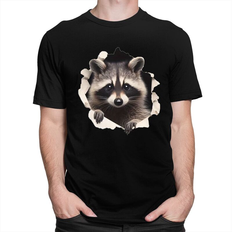 Custom Funny Raccoon T Shirts Men Pure Cotton Tees Tshirt Tshirt