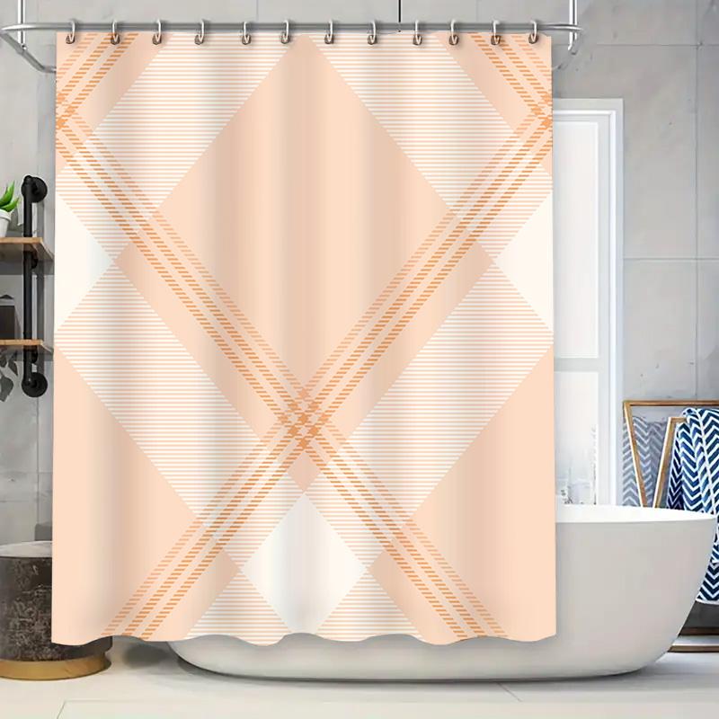

Pink Bath Shower Curtain With Modern Geometric Design For Bathroom Decor Waterproof Fabric Home Decoration Pink (180X240Cm) On W60H190(CM)-1 Pcs