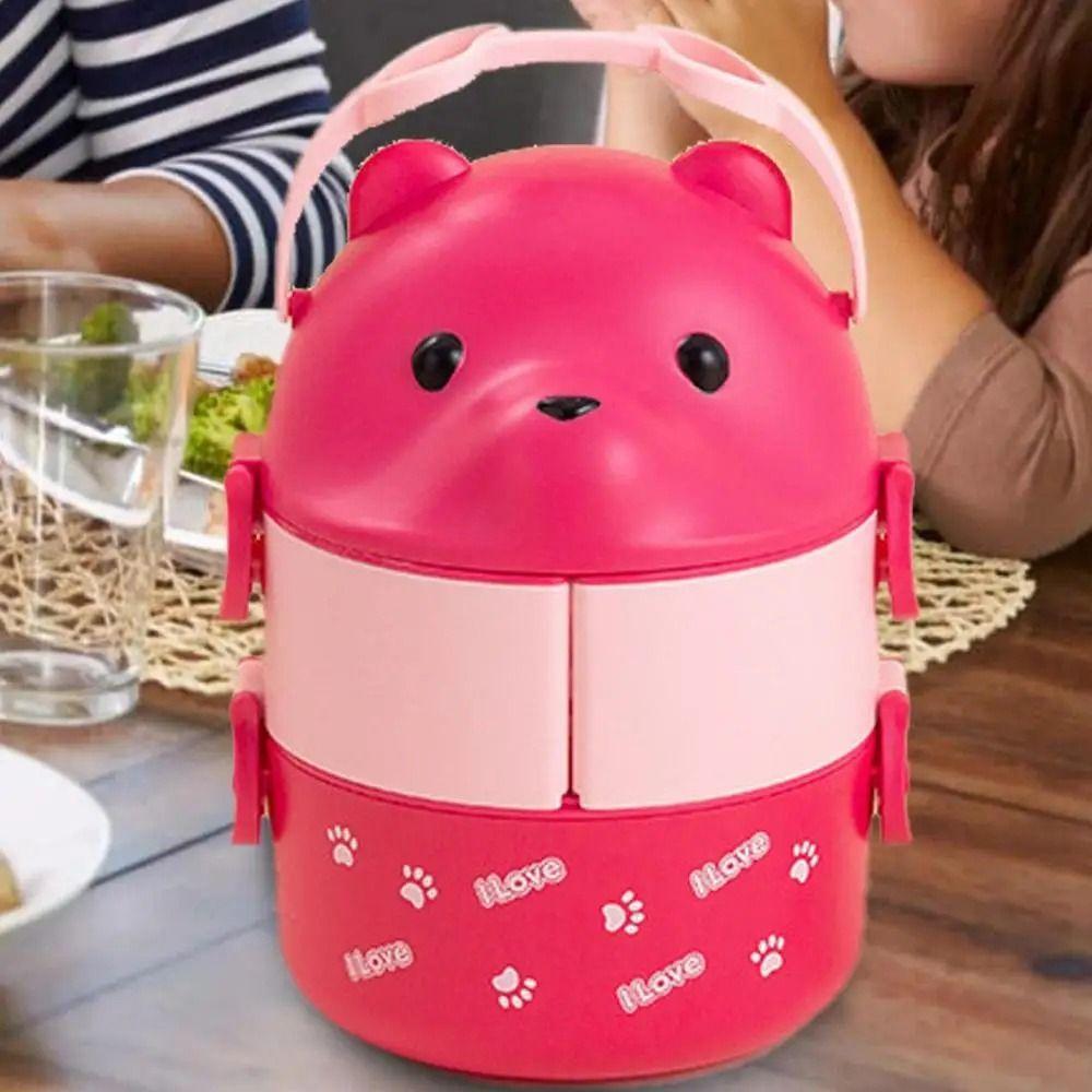 1Pcs Eyeglass Bear Thermal Bento Box Stackable Food Storage Container New Lunch Box