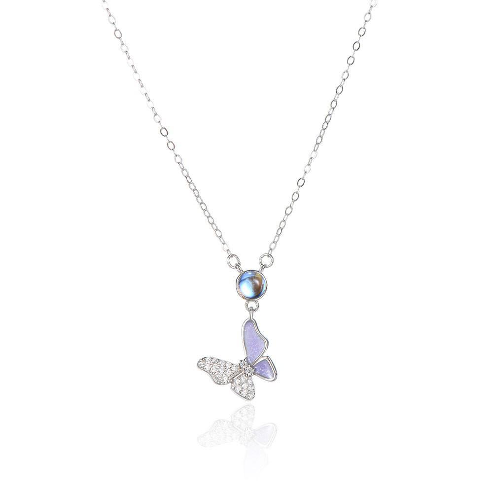 Elegant Moonstone Butterfly Necklace - Women's Luxury Design, Perfect Birthday Gift for Best Friend