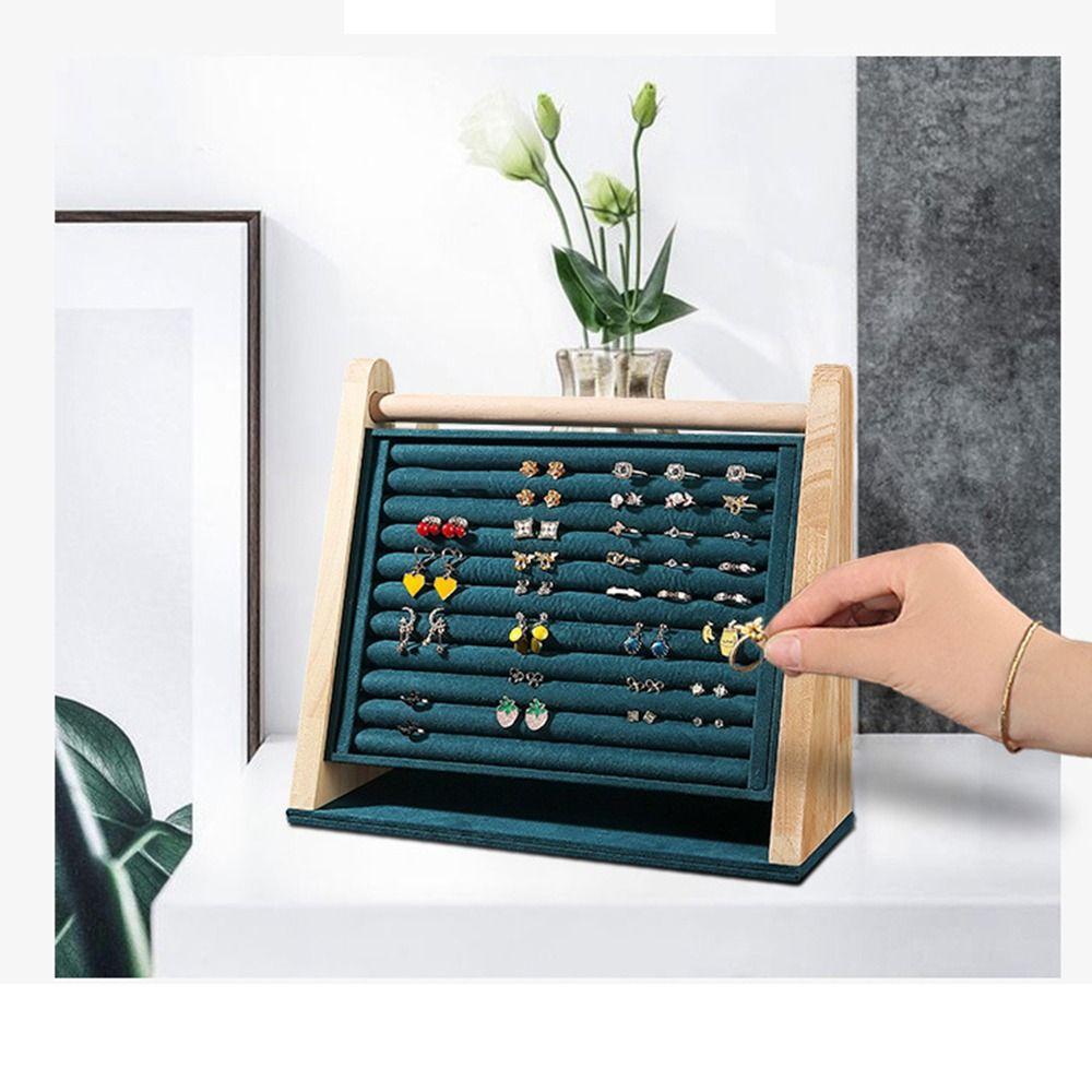 Wood Jewelry Organizer Holder Multi-layers Necklace Shelf Rustic Ring Display Stand  Craft Show