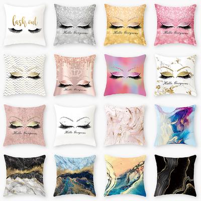 Ins Eyelash Printing Pillowcase Peach Leather Velvet Pillowcase Pillowcase Super Soft Pillowcase Sofa Decoration Pillow