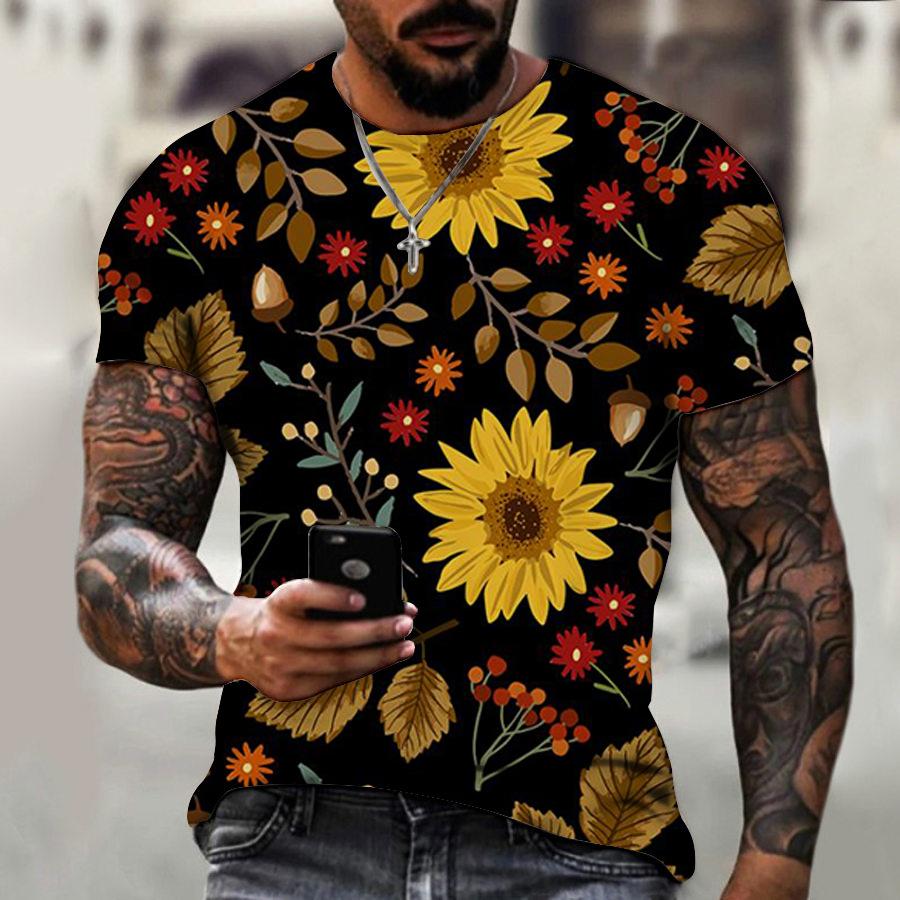 Sonnenblumen Serie 3D Gedrucktes T-Shirt Herrenbekleidung Top T-Shirt