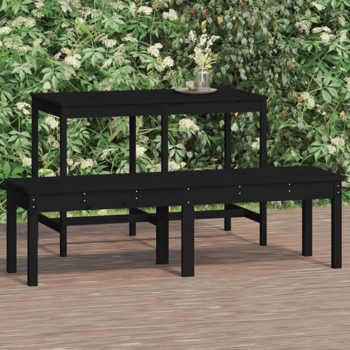 VidaXL Banc de jardin à 2 places noir 159,5x44x45cm bois massif de pin 824015