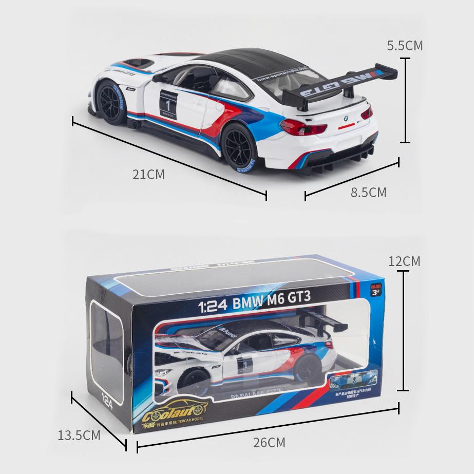 1/24 skala M6 GT3 odlany model samochodu zabawka, wycofać pojazd zabawkowy z dźwiękiem i światłem dla dzieci maluch chłopcy dziewczęta kolekcja prezentów