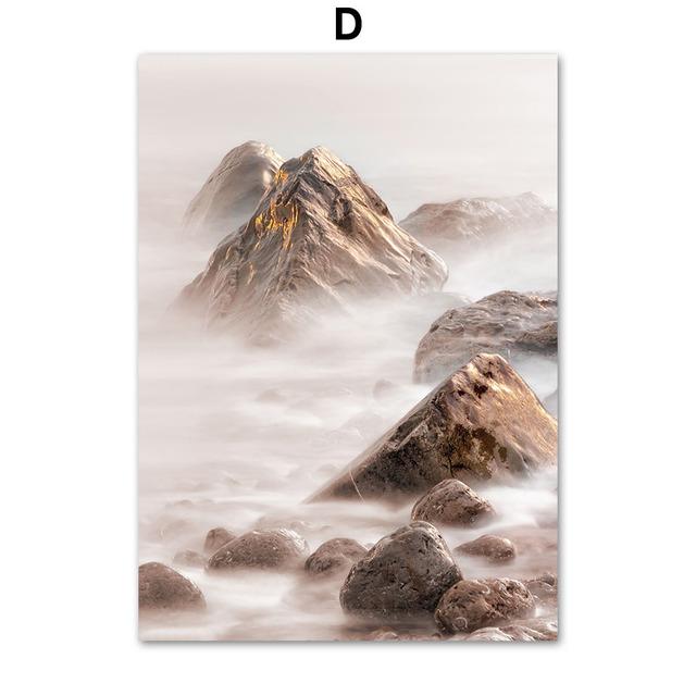 Beige Landscape Lake Mountain Dandelion Wall Art Canvas Painting Nordic Posters And Prints Wall Pictures For Living Room Decor