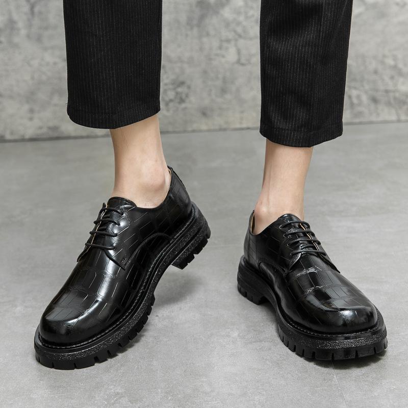 Men's British Style Thick-Soled Leather Low-Top Martin Boots: Versatile, Height-Enhancing Business Casual Footwear