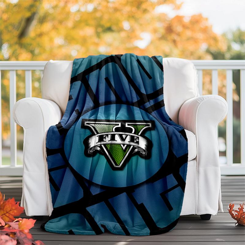 GTA Koc Flanelowy Miękki Koc na Każdą Porę Roku, Wzór na Kemping, Podróż Samochodem, Wędrówki Sofa, Łóżko, Biuro Idealny Prezent na Imprezy