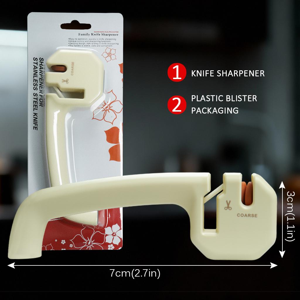 Household Handheld Sharpening Tool Suitable for Kitchen Knives and Scissors Care Double Slot Kitchen Knife Care Device with Anti Slip Base