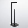 Freestanding Stainless Steel Tissue and Towel Holder with Storage, No-Drill Bathroom Toilet Paper Stand