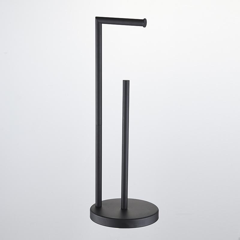 Freestanding Stainless Steel Tissue and Towel Holder with Storage, No-Drill Bathroom Toilet Paper Stand