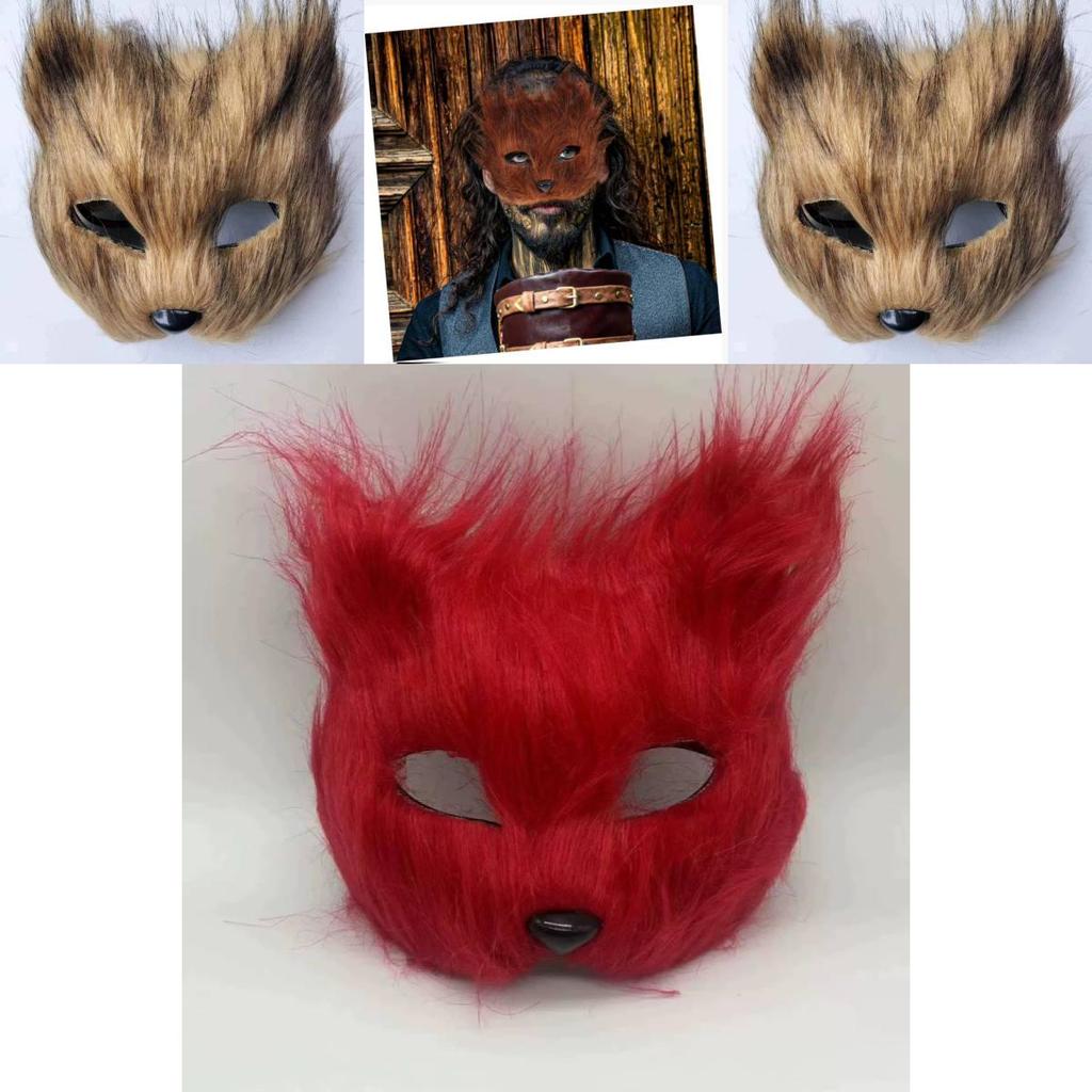 Fox Plush Half Mask With Features For Halloween Costume Parties And Cosplay Events