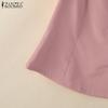 ZANZEA Women Summer Round Neck Casual Short Sleeve Plain Blouse