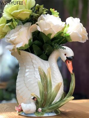 WSHYUFEI ceramica Vaso Cigno Regalo di Matrimonio Fioriera Ornamenti Arredamento Casa Artigianato Soggiorno Animali Statuette