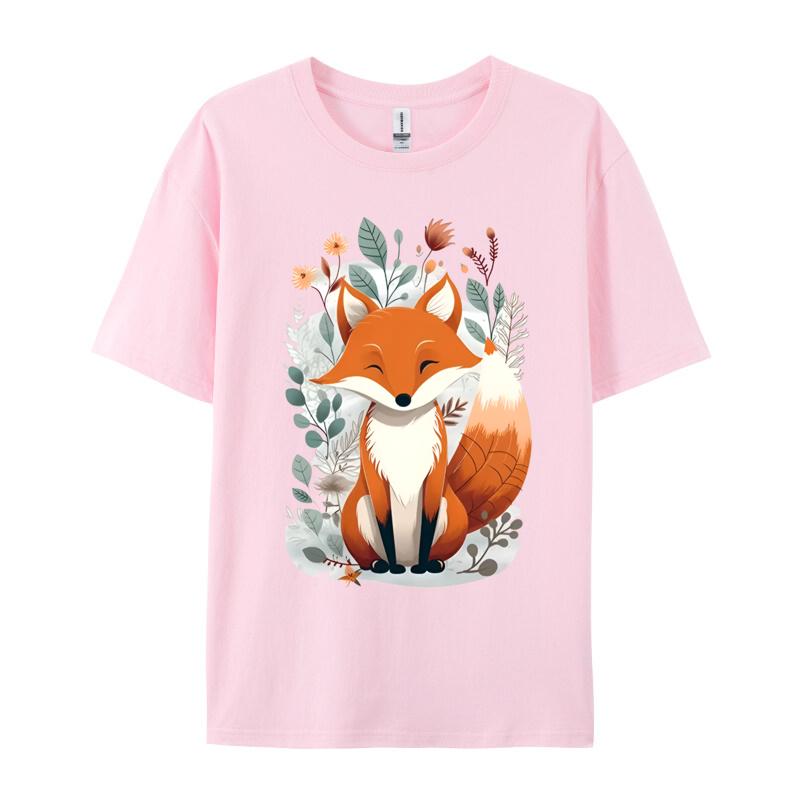 Fox Worship Cute Fox Leaves T Shirts April Fool Day Tops Shirts Short Sleeve For Unisex High Quality Premium Cotton Tshirts