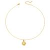 Hexagonal Gold Retro Stainless Steel Necklace with Pearls