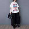 DIMANAF 2026 Dame Plus Size Ny Forår Sommer Bluse Print Kortærmet Afslappet Skjorte Løse Toppe Skjorter Bomuld