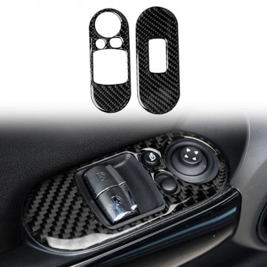 Real Carbon Fiber Door Armrest Window Lift Trim For BMW Mini Cooper F56 14-21