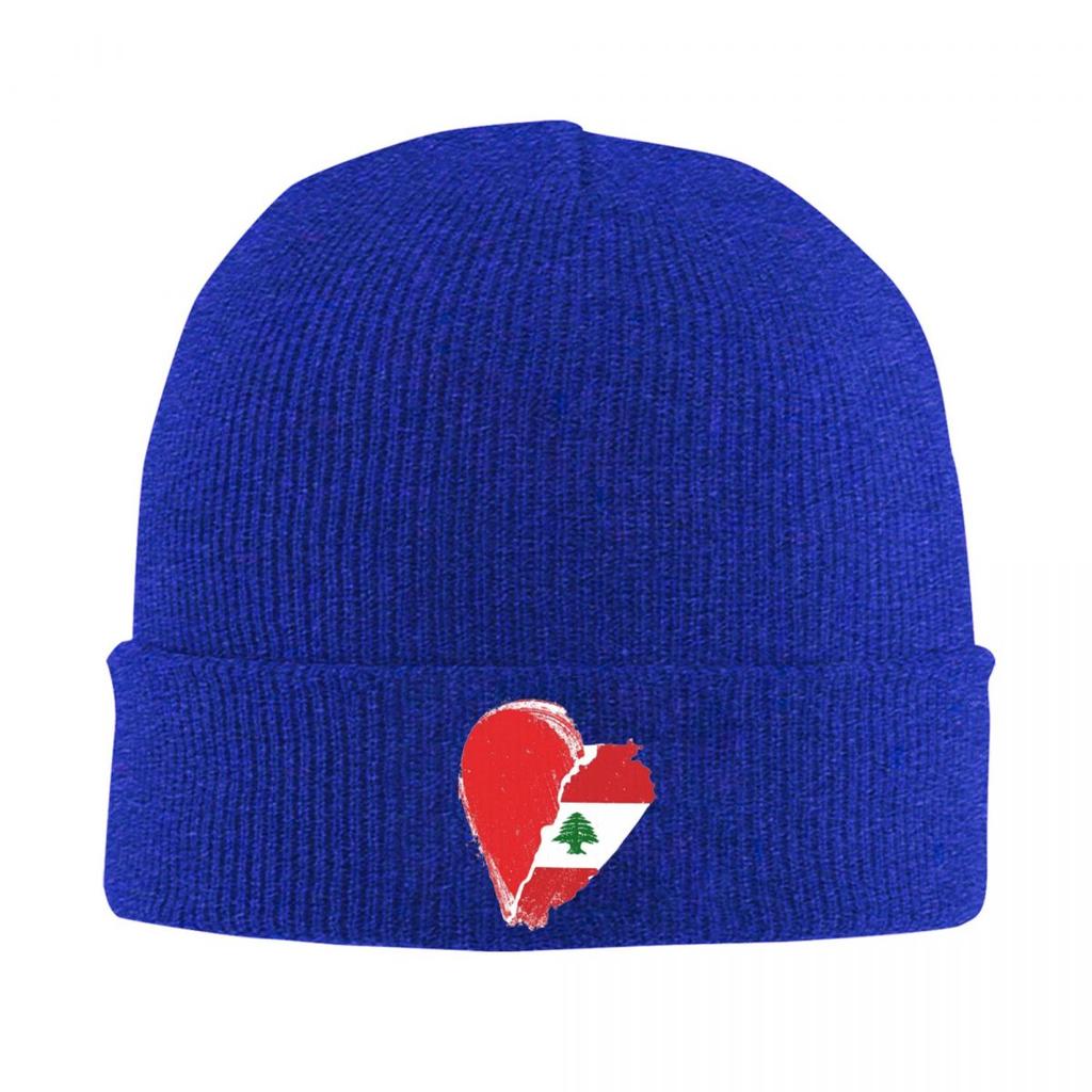 I Heart Lebanon Lebanese Flag Warm Knitted Cap Fashion Bonnet Hat Autumn Winter Outdoor Beanies Hats for Unisex Adult