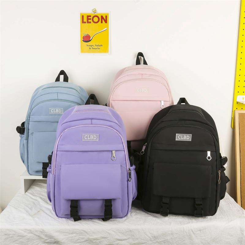 Three-Piece Backpack Set Student Schoolbag Girls Solid Colorlarge Capacity Backpack with Shoulder Bag Pen Bag