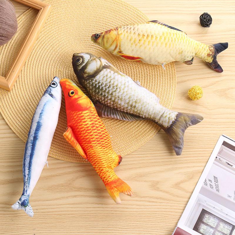 Realistisches Katzenminze-Fisch-Stofftier 1 Stück Weich Kaubar Zahnpflege Haustierspielzeug für Katzen Langeweile lindern Perfekt für Haustiergeschenke