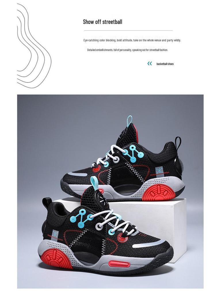 Atmungsaktive Stoßdämpfende Basketballschuhe für Jungen - Strapazierfähig für das Spielen im Freien