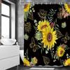 Yellow Sunflower Shower Curtain Summer Floral Fabric Decorative Bathroom Hanging Curtains Autumn Rustic Botanical Bathroom Decor
