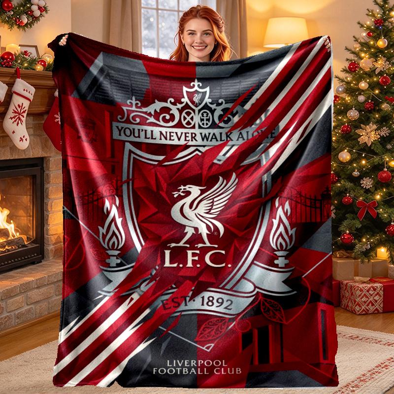 Liverpool Football Club Pattern Blanket for Home Decoration, Bed, Sofa, Car Travel, Camping, Suitable for All Seasons, Birthday Christmas Gift