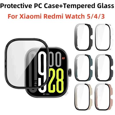 PC Case+Tempered Glass for Xiaomi Redmi Watch 5 Smartwatch Screen Protector Frame Bumper for Redmi Watch 4 Watch5 Case