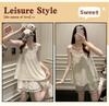 Princess Style Cloud Cotton Pajama Set for Women with Built-in Bra