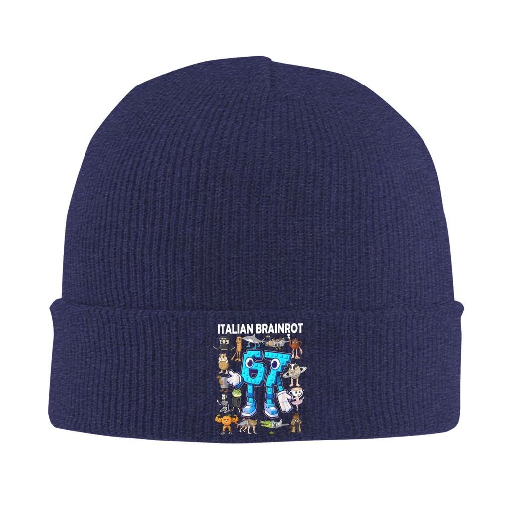 6 7 Italian Brainrot Six Seven Meme Birthday Beanie Hats  Bonnet Hats Female Male Street Kpop Knitted Hat Autumn Elastic Caps