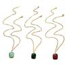 Contemporary Square Pendant Necklace Stainless Steel Natural Stone Clavicle Chain Stylish Jewelry For Women