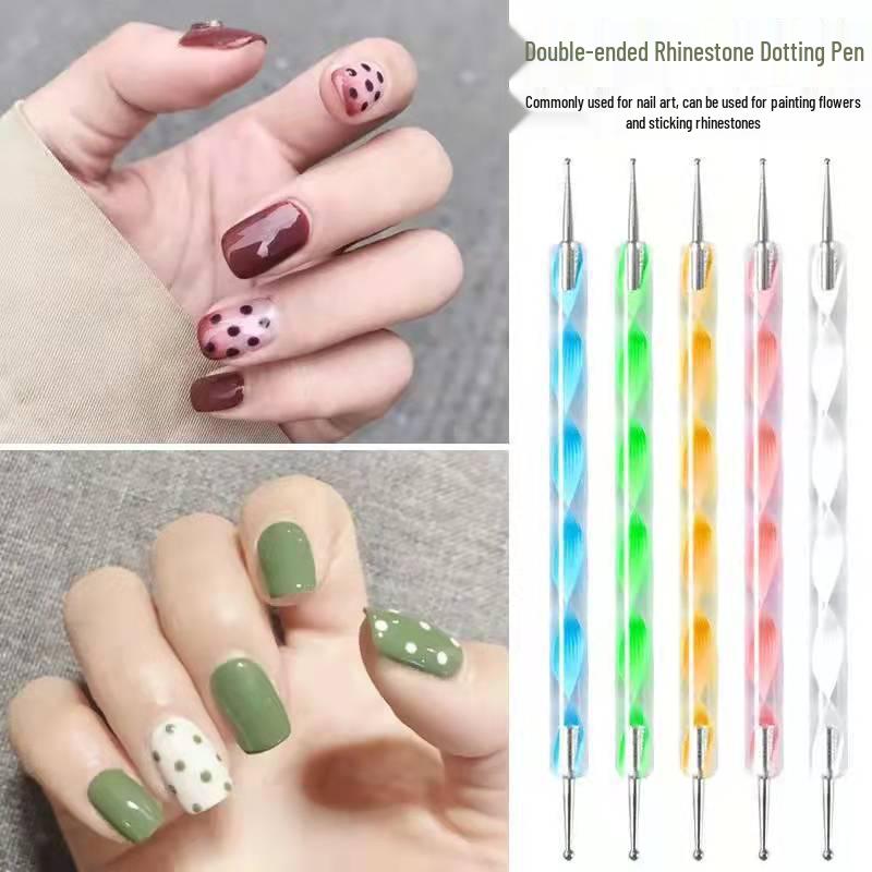 Nail Art Tool Set with Double-Ended Flower Dotting Pen, Spiral Rod, and Rhinestone Applicator Guangzhou