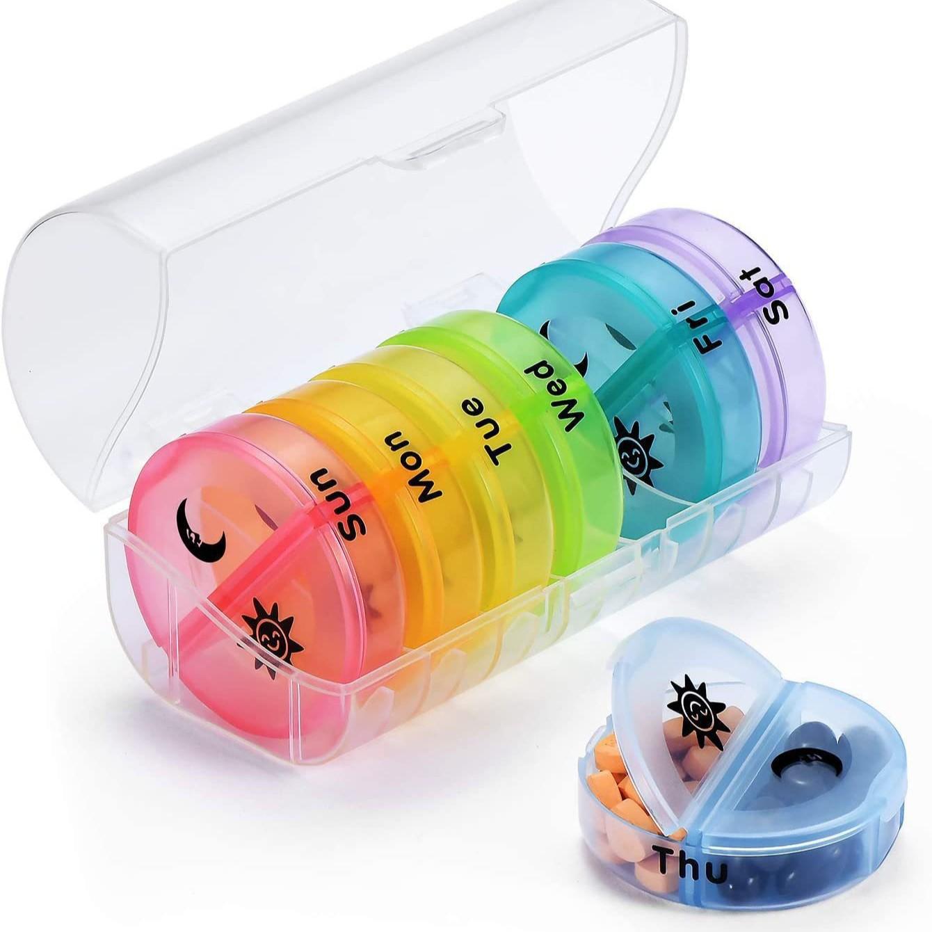 

Portable 7-Day Pillbox, Twice Daily, Suitable For Medications, Vitamins, And Supplements